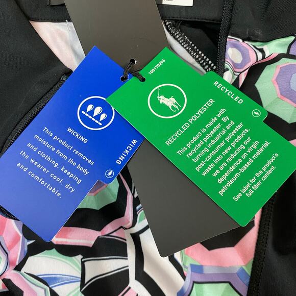 RLX Ralph Lauren 1/4 Zip Golf Pullover Top Women L Black Multicolor Geo Y2K NWT - Picture 5 of 11